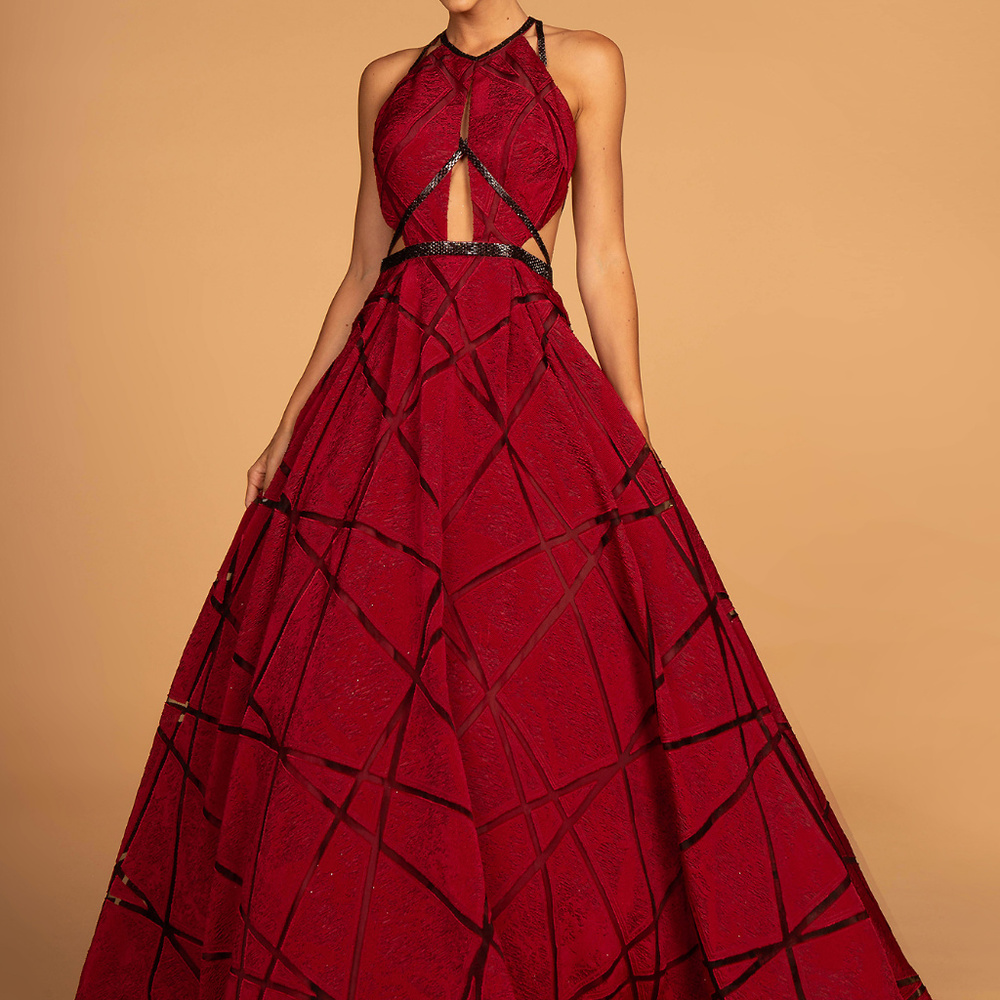 Halter Neckline Long A-Line Prom Dress GL2502
